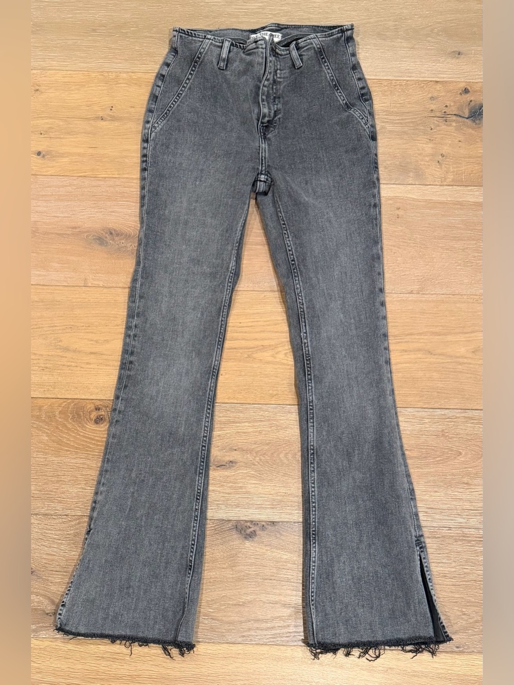 FREE PEOPLE We The Free Level Up Slit Slim Flare Jeans Size 27 Grey - Picture 2 of 12